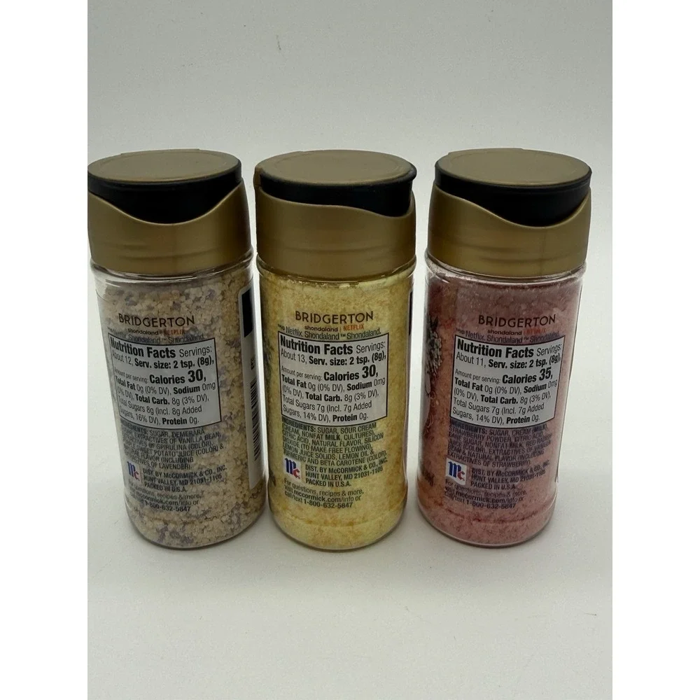McCormick Bridgerton Finishing Sugars Set of 3‎ Strawberry, Lavender, Lemon NEW